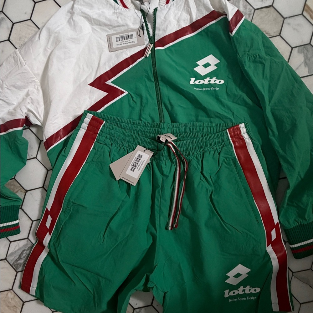 Lotto Treviso Track Jacket + Shorts Set NWT Pine Green Italian Sport